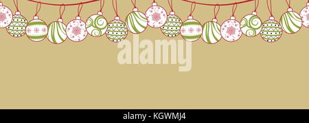 Poster design for Christmas, New Year or party in simple flat style with blank space for text. Seamless background design with various Christmas ornam Stock Vector