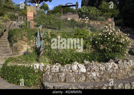 The Rose Garden is a Green Area and a magnificent Panoramic view, Exposition of the work of Jean-Michel Folon, Belgian Artist. Florence, Italy Stock Photo