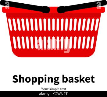 Vector red plastic empty shopping basket Stock Vector