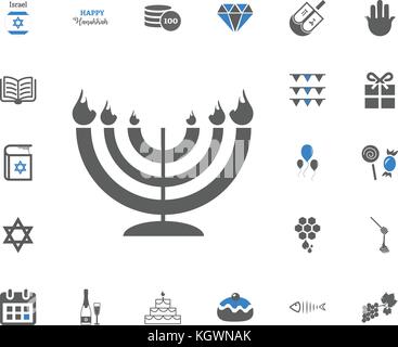 Hanukkah candle icon. Jewish Holiday Hanukkah icons set. Vector illustration Stock Vector