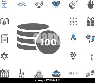 coins icon. Jewish Holiday Hanukkah icons set. Vector illustration Stock Vector