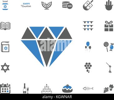 Diamond icon. Jewish Holiday Hanukkah icons set. Vector illustration Stock Vector