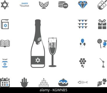 Jewish Holiday Hanukkah icons set. Vector illustration set Stock Vector