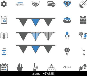 Jewish Holiday Hanukkah icons set. Vector illustration set Stock Vector