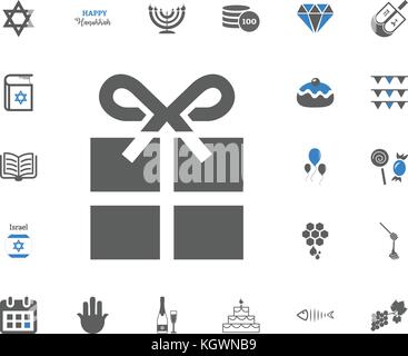 Gift icon. Jewish Holiday Hanukkah icons set. Vector illustration Stock Vector