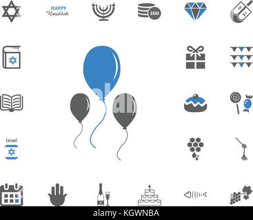Baloon icon. Jewish Holiday Hanukkah icons set. Vector illustration Stock Vector