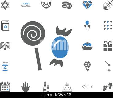 Sweets icon. Jewish Holiday Hanukkah icons set. Vector illustration Stock Vector