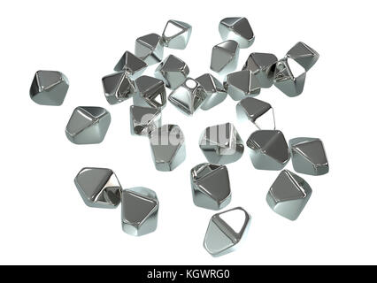 Titanium dioxide (TiO2) nanoparticles, computer illustration. TiO2 nanoparticles have an hexagonal shape. They are used in medicine, chemistry, cosmetics, and the paper industry. Stock Photo