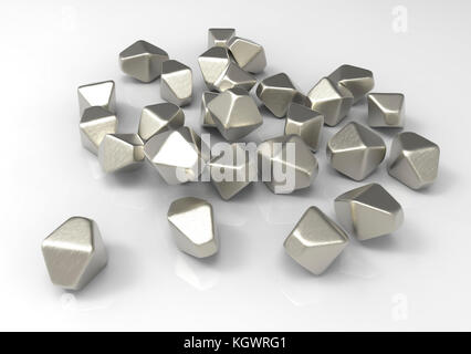 Titanium dioxide (TiO2) nanoparticles, computer illustration. TiO2 nanoparticles have an hexagonal shape. They are used in medicine, chemistry, cosmetics, and the paper industry. Stock Photo