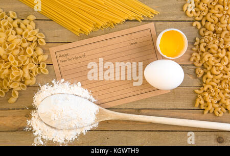 Pasta Background with Customizable Recipe Card Stock Photo - Alamy