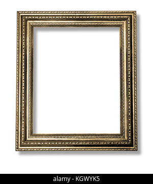 Old Antique gold frame Isolated Decorative Carved Wood Stand Antique Black Frame Isolated On White Background with clipping path Stock Photo