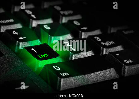 illuminated key END  on computer keyboard Stock Photo