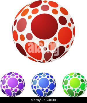 Set of vector ball with colored circles. Bright balloons, red, b Stock Vector