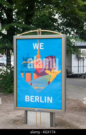 12.06.2017, Berlin, Germany, Europe - An adverising panel advertises in Berlin's Tiergarten Park along Strasse des 17. Juni for the city of Berlin. Stock Photo