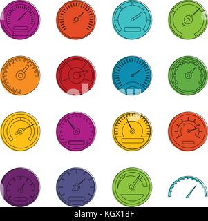 Speedometer icons doodle set Stock Vector