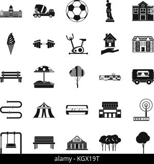 Borough icons set, simple style Stock Vector