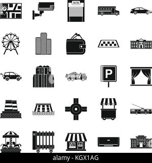 Burg icons set, simple style Stock Vector