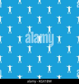 The Christ the Redeemer statue pattern seamless blue Stock Vector