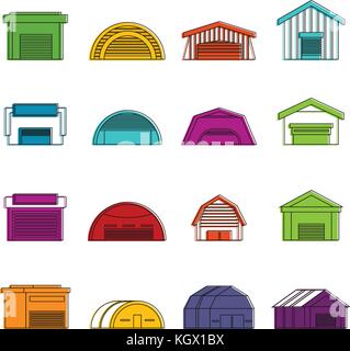 Hangar icons doodle set Stock Vector