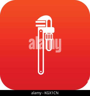 Pipe or monkey wrench icon digital red Stock Vector