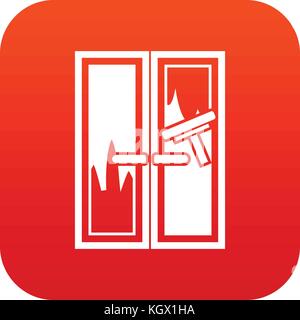 Window cleaning icon digital red Stock Vector