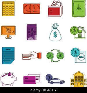 Credit icons doodle set Stock Vector