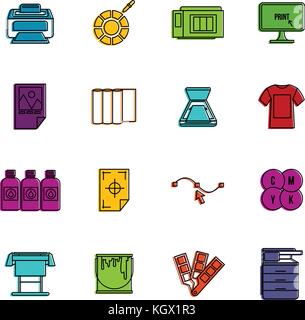 Printing icons doodle set Stock Vector