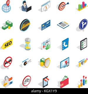 Usable icons set, isometric style Stock Vector
