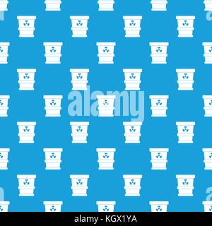 Trashcan containing radioactive waste pattern seamless blue Stock Vector
