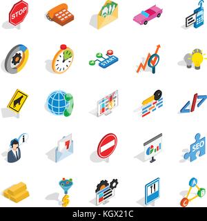 Convenient icons set, isometric style Stock Vector