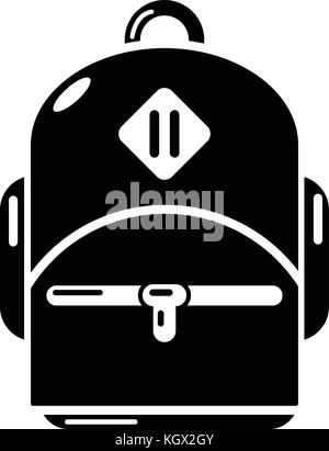 Schoolbag icon, simple black style Stock Vector