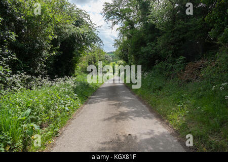 Ninety Cut Hill leading to Asthall in Oxfordshire, UK. Stock Photo