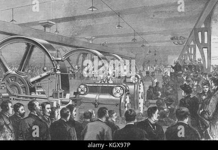 Lord Salisbury opening of the Liverpool Docks Overhead Electric Railway 1893. The Illustrated London News Stock Photo