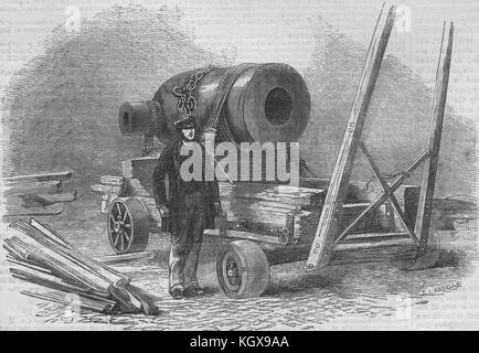 Large mortar, cast at the Vauxhall foundry, Liverpool 1856. The Illustrated London News Stock Photo