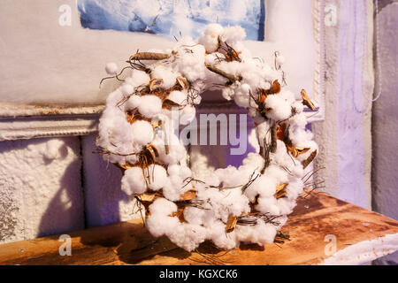 white wreath of cotton Stock Photo