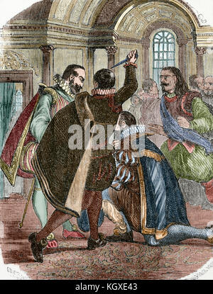 Attempt to assassinate king Henry IV of France (1553-1610) by Jean