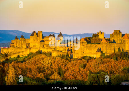 Aude (11). The walled city of Carcassonne Stock Photo