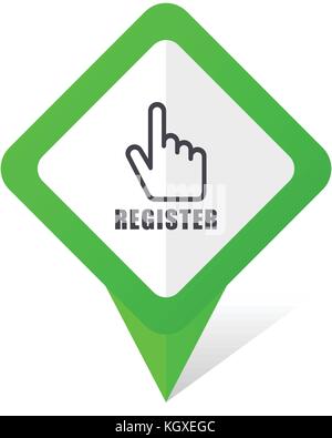 Register green square pointer web and mobile phone vector icon in eps 10 on white background with shadow Stock Vector