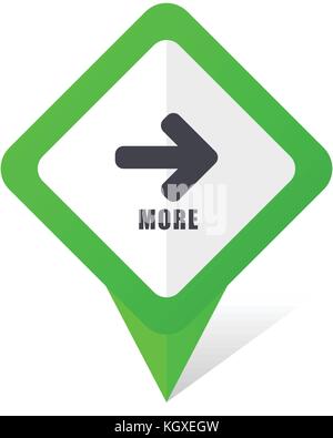More green square pointer web and mobile phone vector icon in eps 10 on white background with shadow Stock Vector