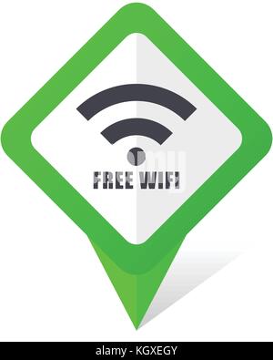 Free wifi green square pointer web and mobile phone vector icon in eps 10 on white background with shadow Stock Vector