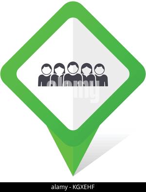 People green square pointer web and mobile phone vector icon in eps 10 on white background with shadow Stock Vector