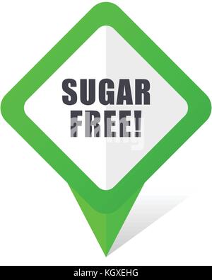 Sugar free green square pointer web and mobile phone vector icon in eps 10 on white background with shadow Stock Vector