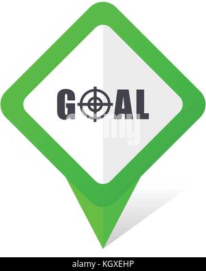 Goal green square pointer web and mobile phone vector icon in eps 10 on white background with shadow Stock Vector