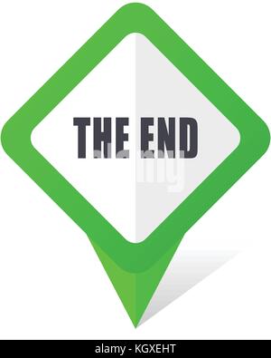 The end green square pointer web and mobile phone vector icon in eps 10 on white background with shadow Stock Vector