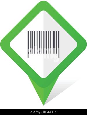 Barcode green square pointer web and mobile phone vector icon in eps 10 on white background with shadow Stock Vector