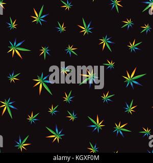 Colorful Cannabis Leaves Seamless Pattern Stock Vector