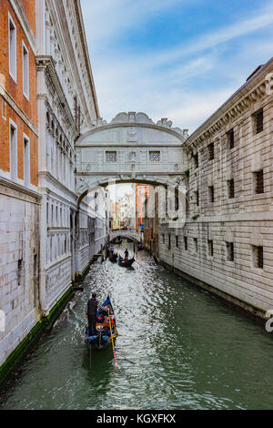 View of the famous Bridge of Sighs in Venice Stock Photo