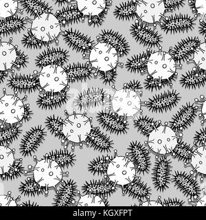 Seamless pattern of small virus, particles and molecules Stock Vector