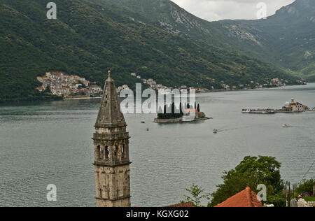 Our Lady of the Rocks and  Saint George islands Perast, Montenegro Stock Photo