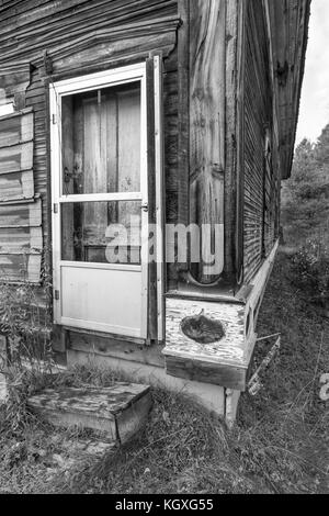 Old abandoned wood framed house in Wolcott, Vermont. Stock Photo